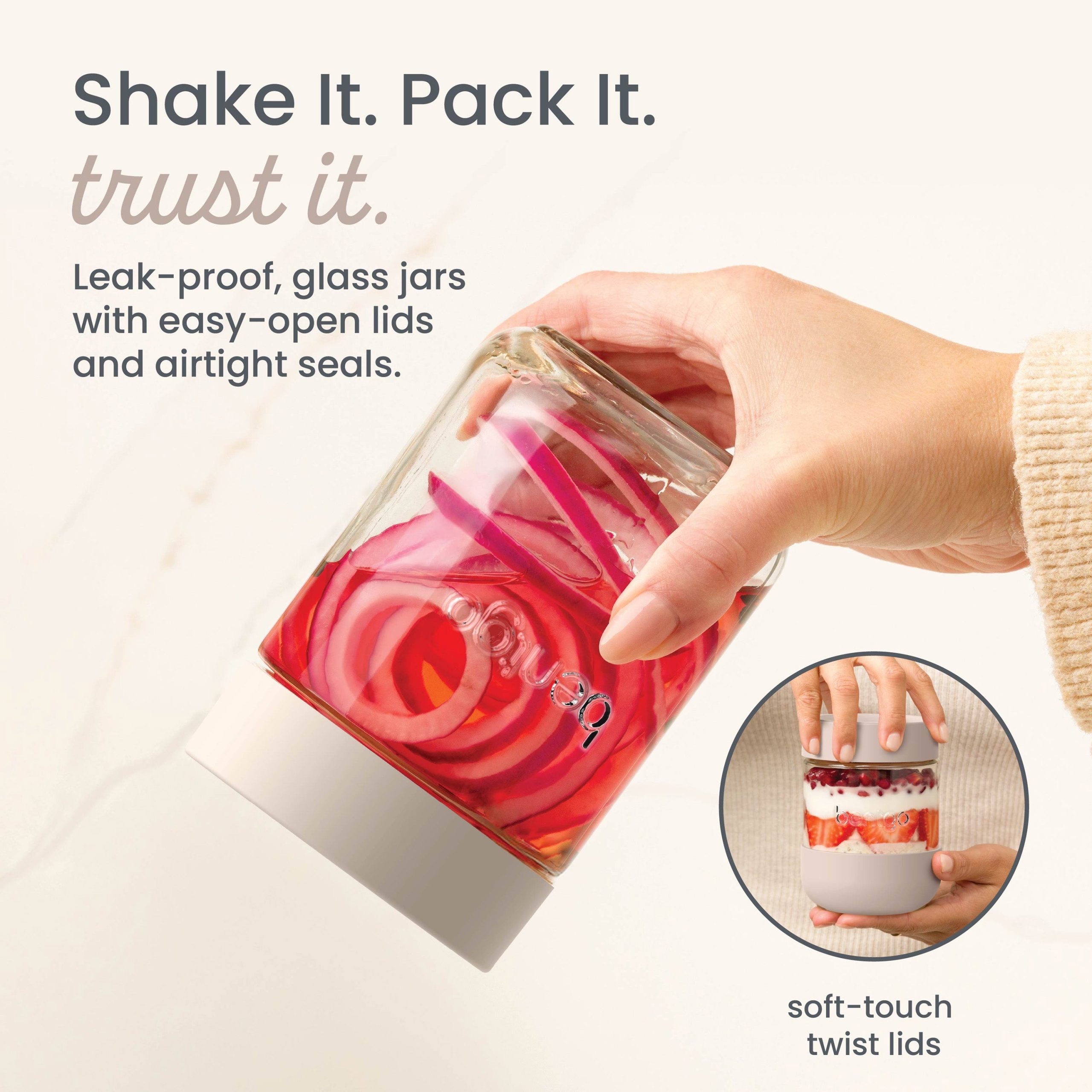 Bentgo Leak-Proof Glass Food Jars. Boots. & Inner Cup (16 fl oz Jars) - Image 2