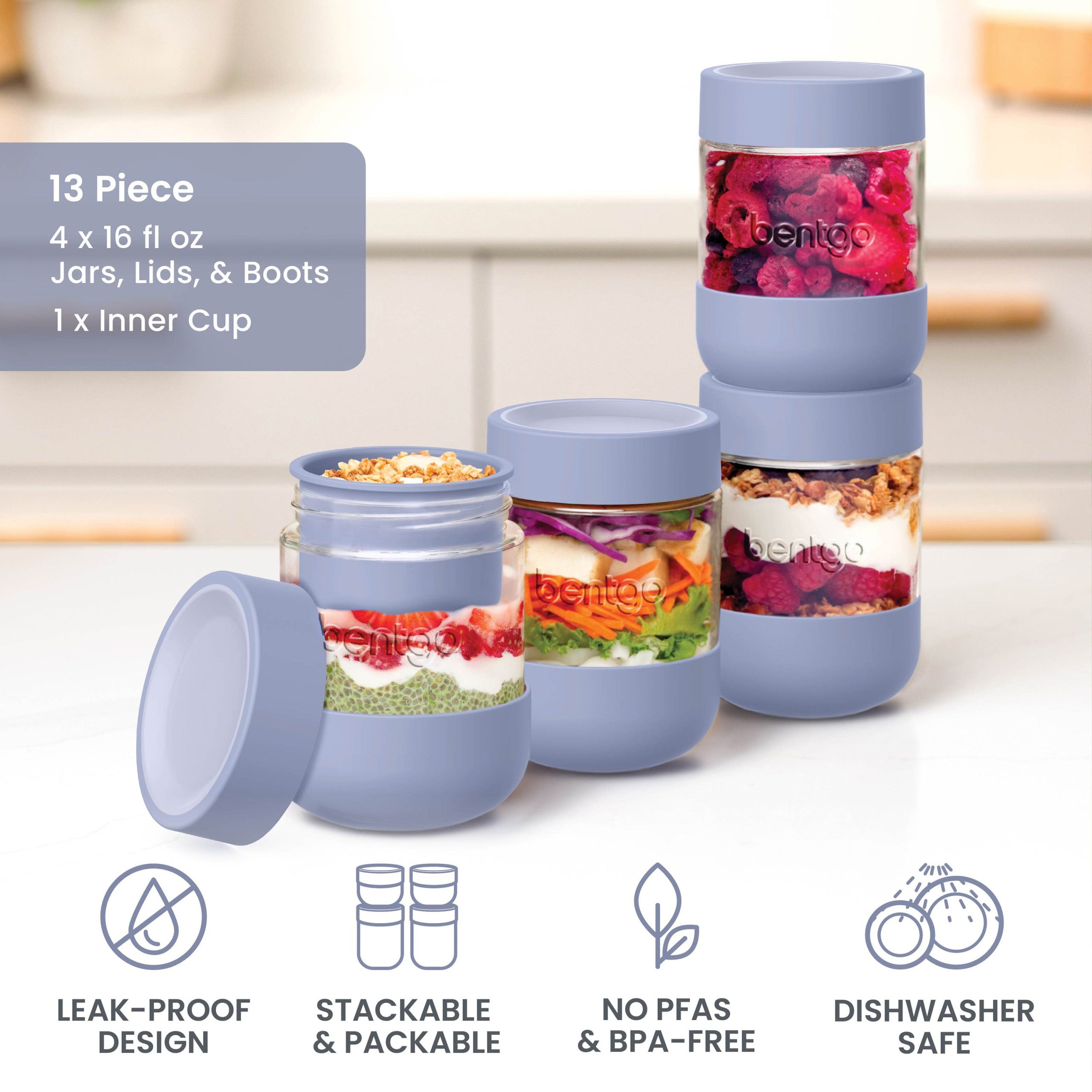 Bentgo Leak-Proof Glass Food Jars. Boots. & Inner Cup (16 fl oz Jars) - Image 10