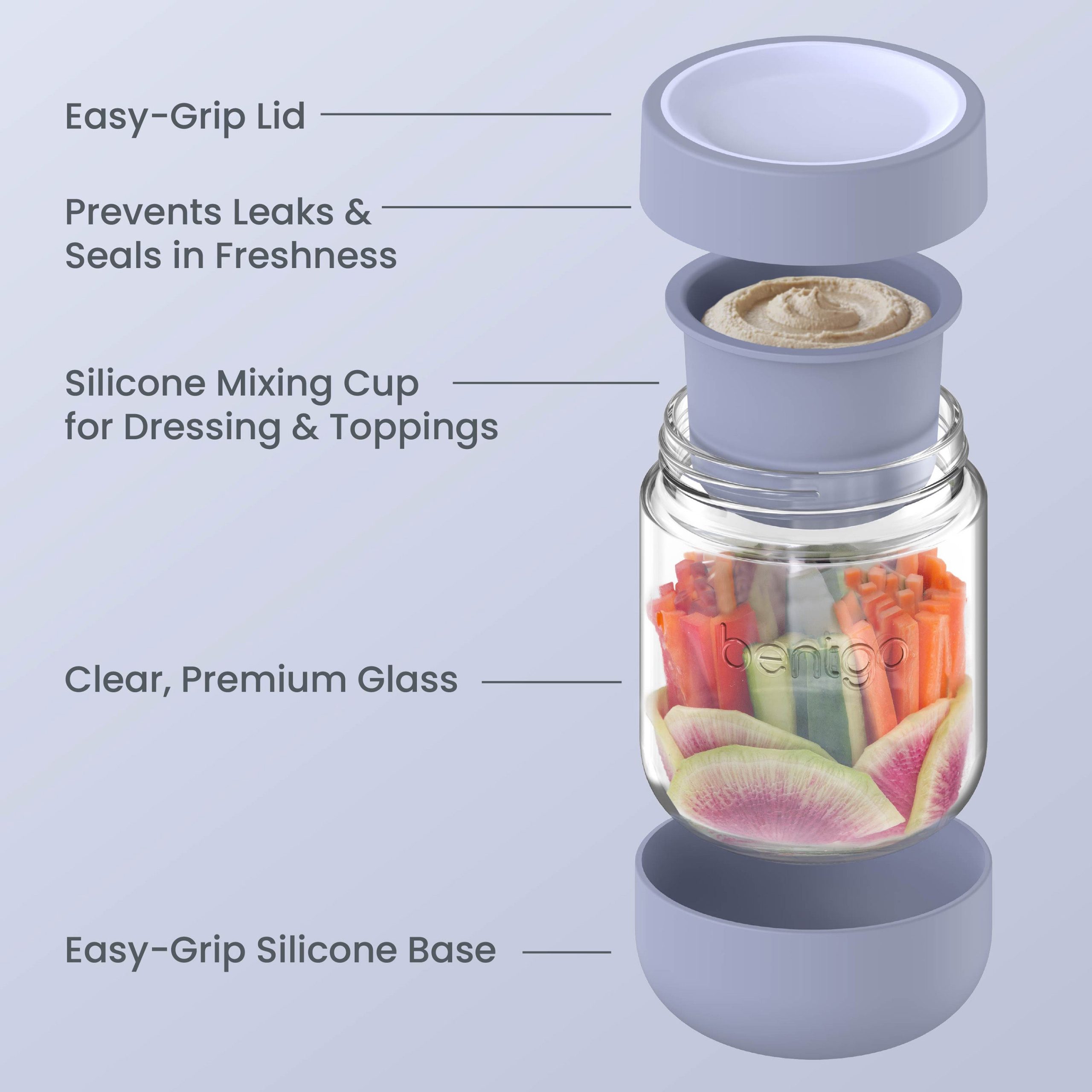 Bentgo Leak-Proof Glass Food Jars. Boots. & Inner Cup (16 fl oz Jars) - Image 12